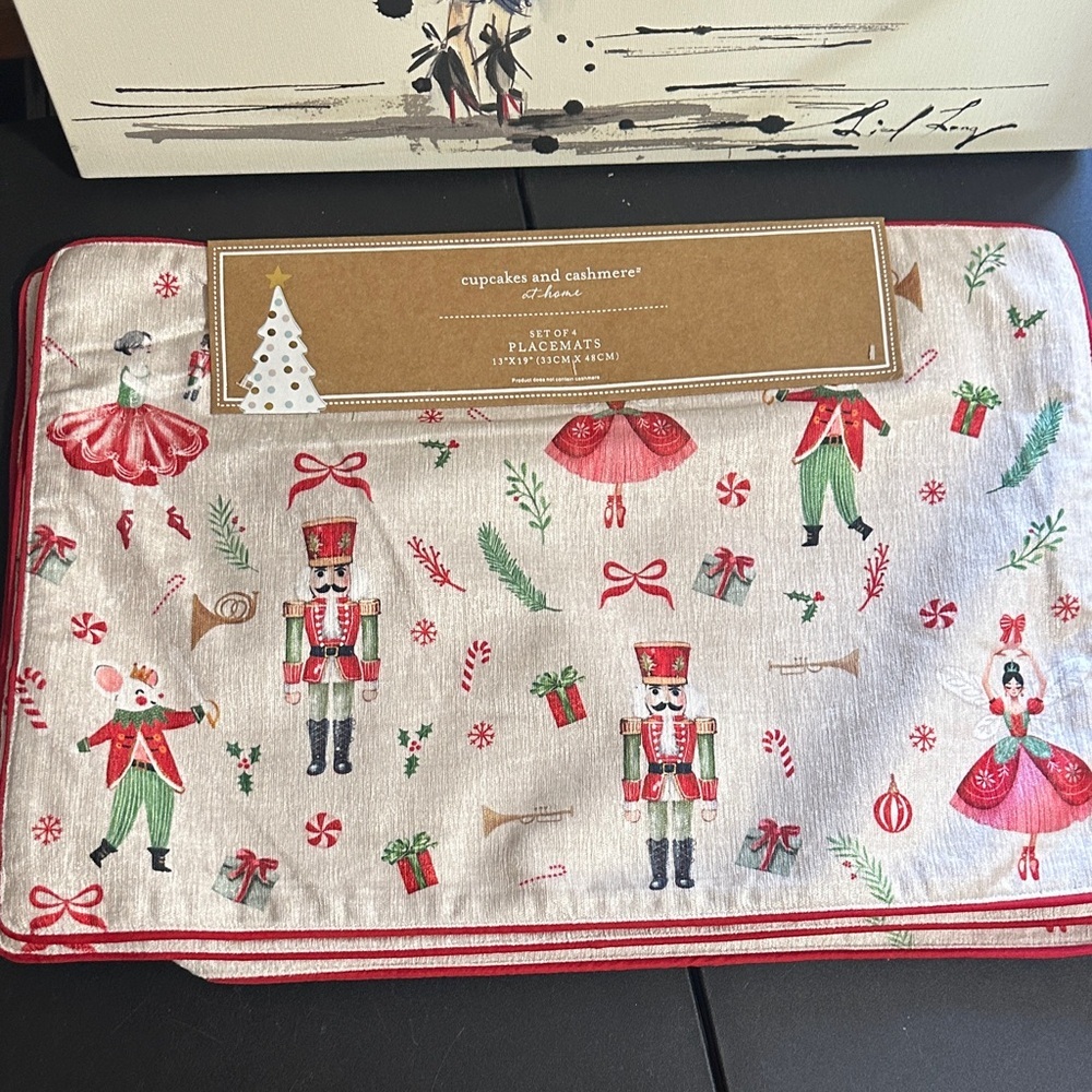 Cupcakes and cashmere Christmas nutcracker set of 4 cloth placemats